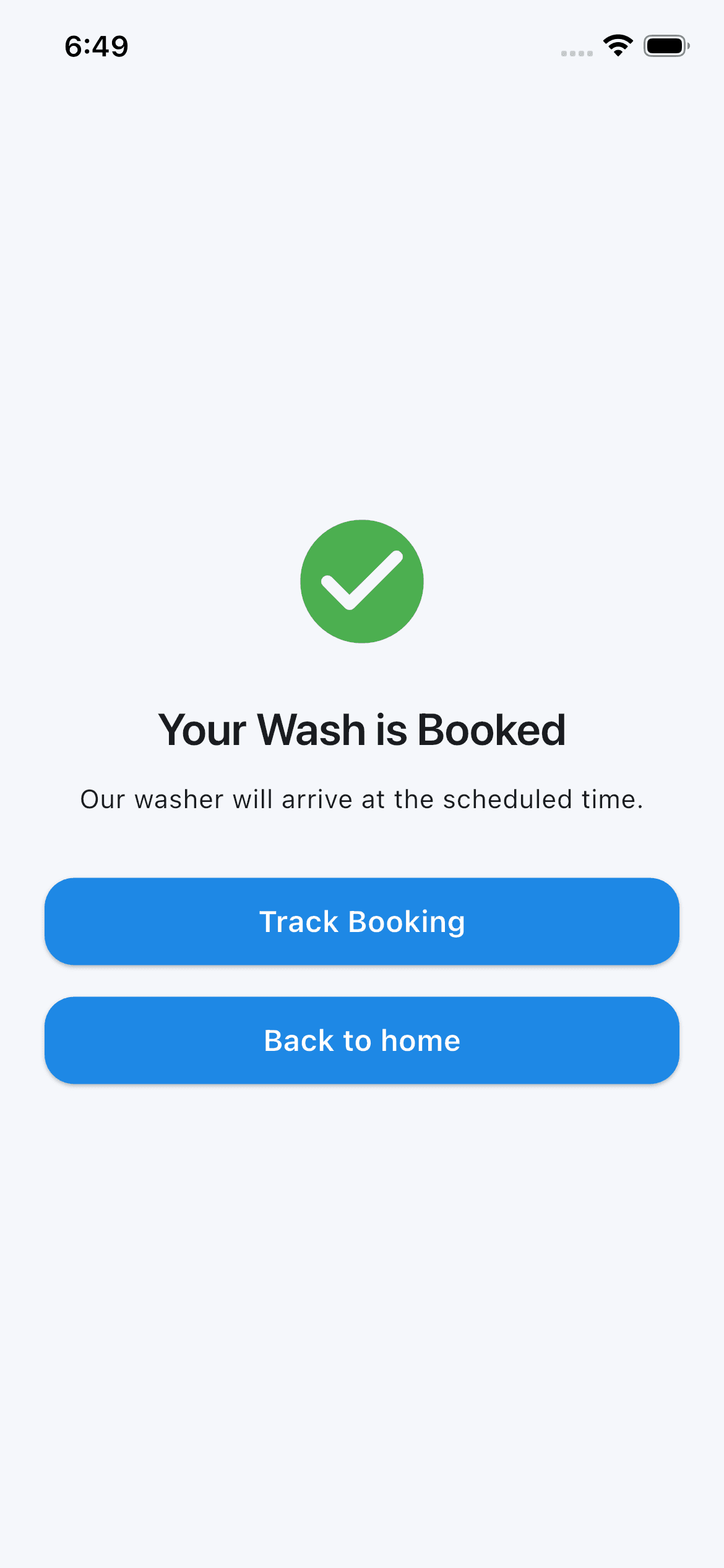 Home and booking CTA screen